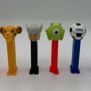Vintage Mix of PEZ Dispensers Elsa Simba Thor Mike Soccer Witch Collectible